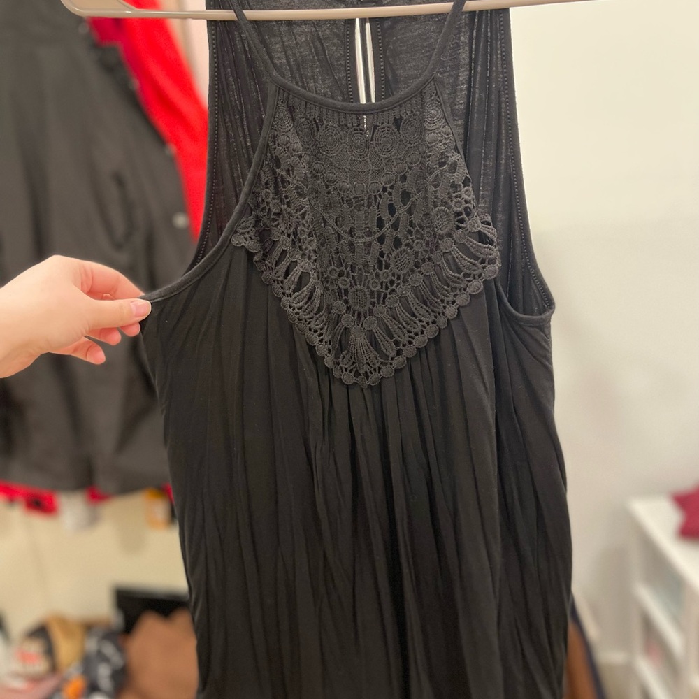 Black Lace Detail Sleeveless Top